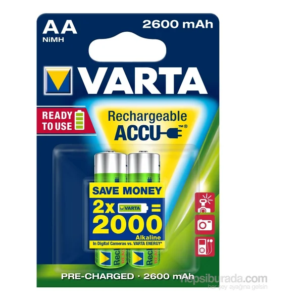 Varta 5716 2600 mAh 2'li Şarjlı Aa Kalem Pil - Görsel 6