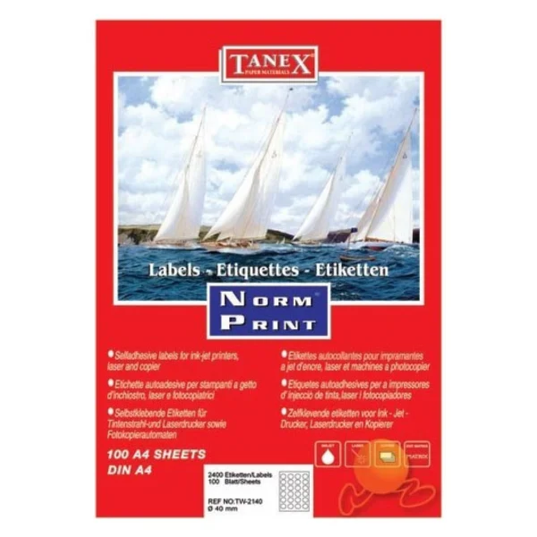 Tanex Tw-2140 40 Mm 24'lü 100 Sayfa Yuvarlak A4 Lazer Etiket - Görsel 4