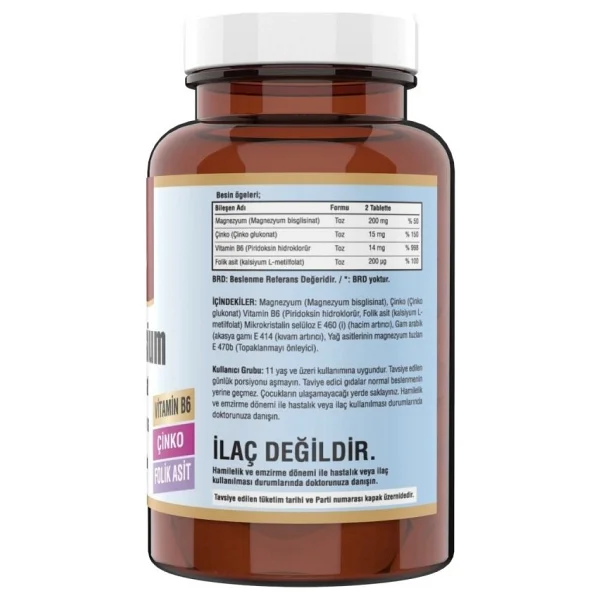 Ncs Zma Magnesium Bisglisinat Çinkovitamin B 6 120 Tablet - Görsel 2