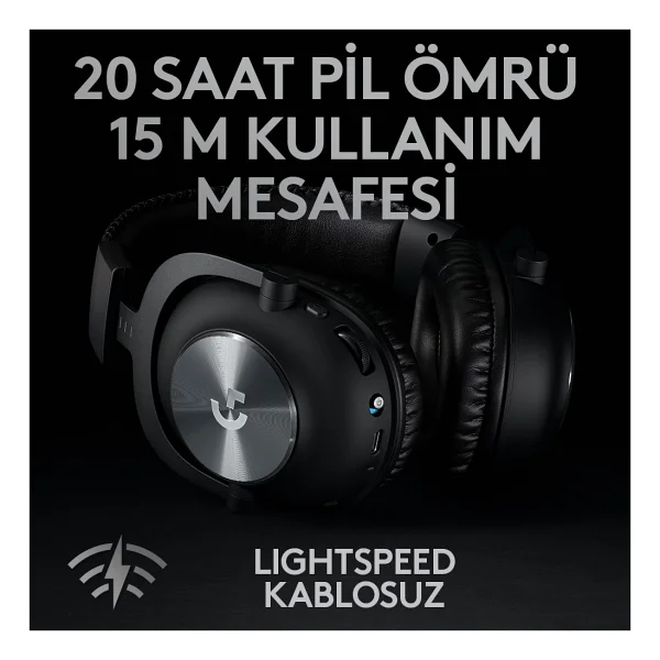 Logitech G Pro X Wireless Lightspeed 7.1 Kablosuz Kulak Üstü Oyuncu Kulaklığı - Görsel 3