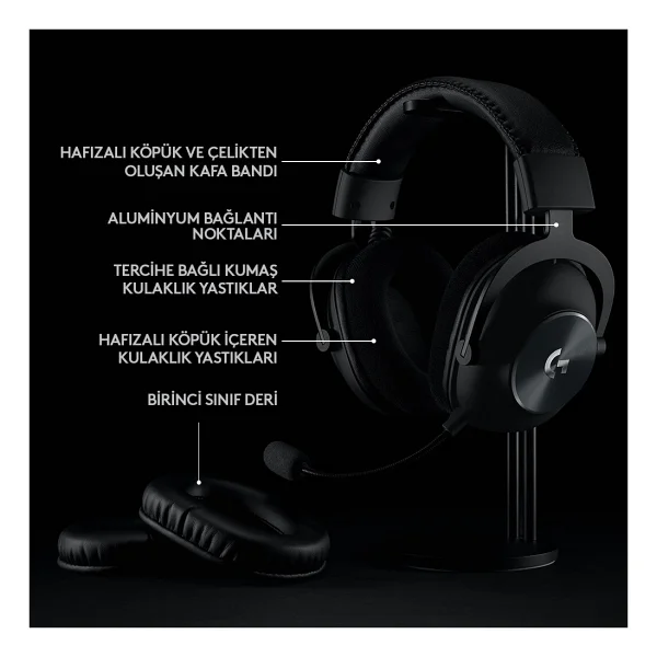 Logitech G Pro X Wireless Lightspeed 7.1 Kablosuz Kulak Üstü Oyuncu Kulaklığı - Görsel 6