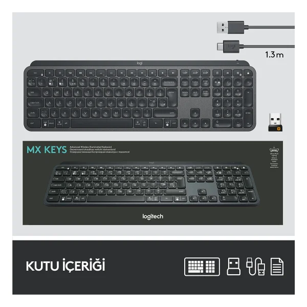 Logitech Mx Keys 920-010087 Q Kablosuz Klavye - Görsel 9