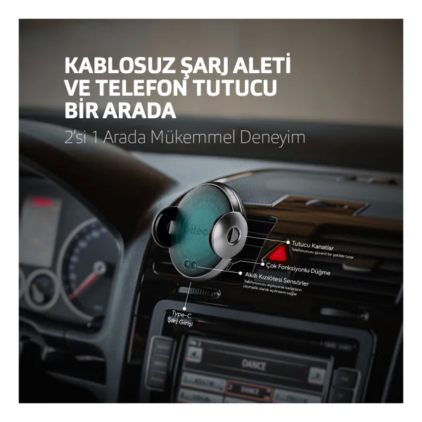 Ttec Aircharger Drive 2ks15 Kablosuz Hızlı Şarj Telefon Tutucu - Görsel 2