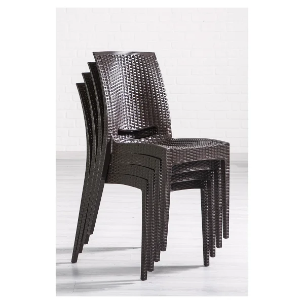 Mobetto Rattan Bahçe Sandalyesi 4 Adet - Kahve - Görsel 2