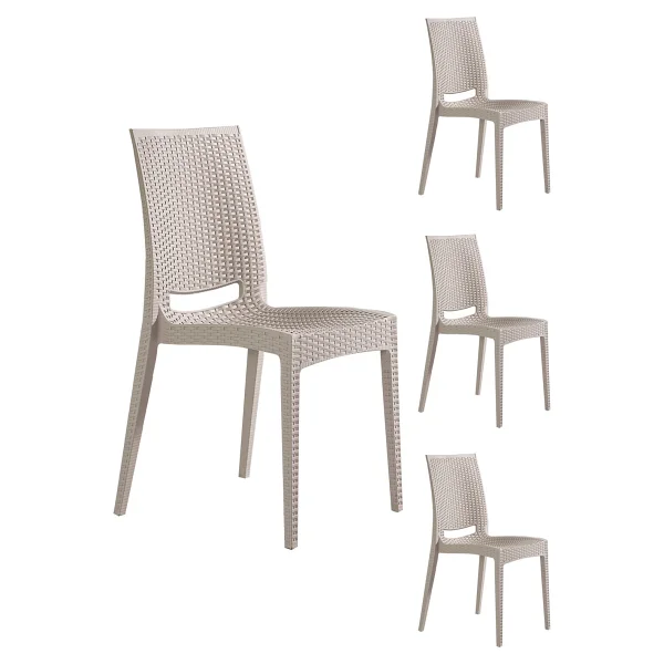Mobetto Rattan Bahçe Sandalyesi 4 Adet - Cappucino - Görsel 5