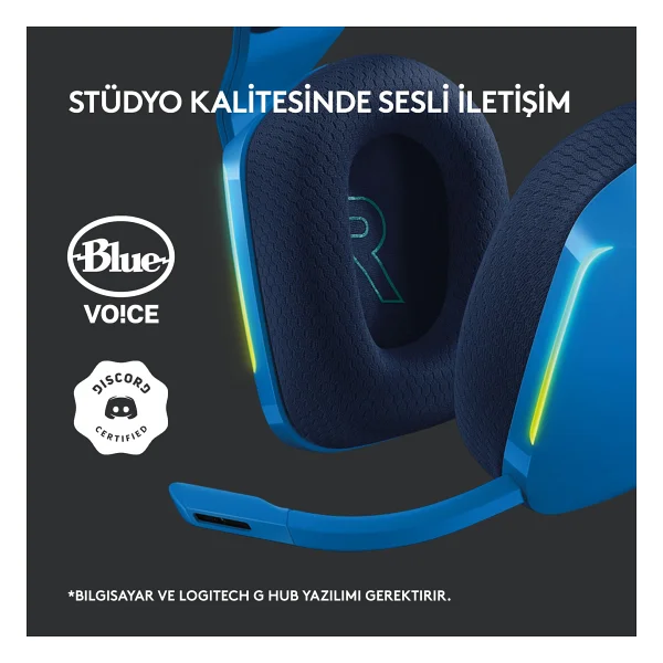 Logitech G733 Lightspeed Mavi RGB 7.1 Kablosuz Kulak Üstü Oyuncu Kulaklığı - Görsel 9