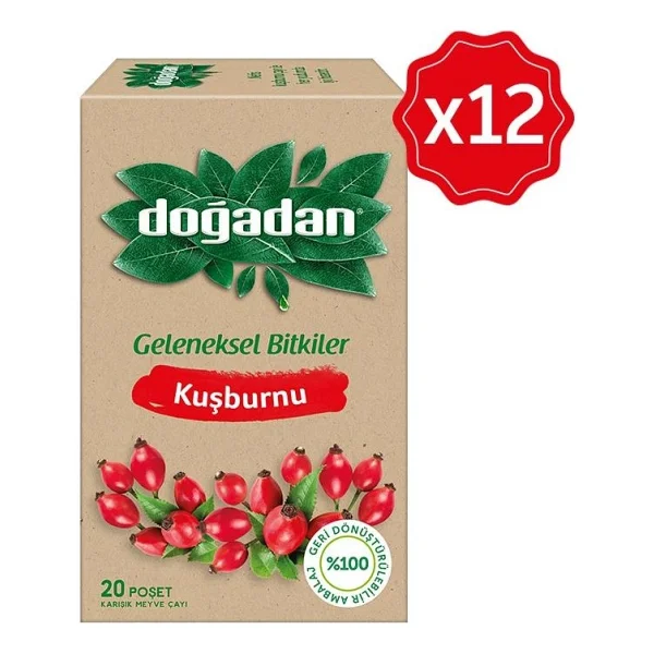Doğadan Geleneksel Bitkiler Kuşburnu Meyve Çayı 20'li 12 Adet - Görsel 2
