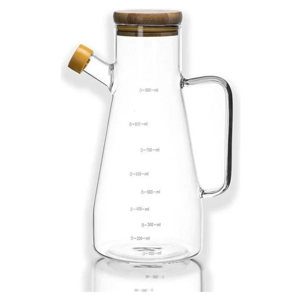 Paçi Borosilikat Cam Yağlık Sirkelik 900ml Bambu Kapaklı Modern Mutfak Aksesuarı - Görsel 2