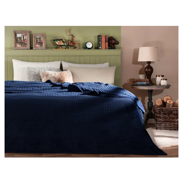 Madame Coco Emile Çift Kişilik Wellsoft Çift Taraflı Emboss Battaniye - Pudra - 200 X 220 Cm - Görsel 7