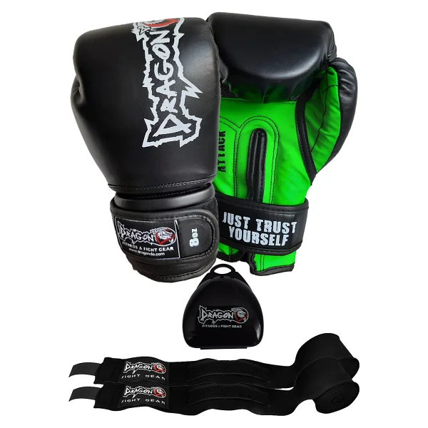 Dragon Attack 5 Boks Eldiveni Seti Boks Eldiveni Bandaj Ve Dişlik 3'lü Set - 10 Oz - Mavi - Görsel 6