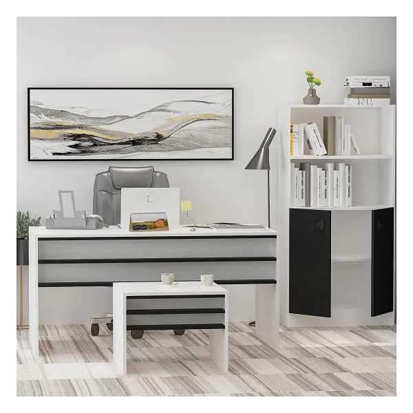 Givayo Orion Ofis Çalışma Masası Siyah Beyaz - Görsel 2