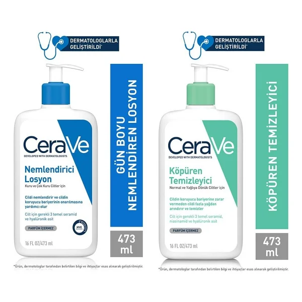 Cerave Nemlendirici Losyon 473 Ml + Köpüren Temizleyici 473 Ml - Görsel 2
