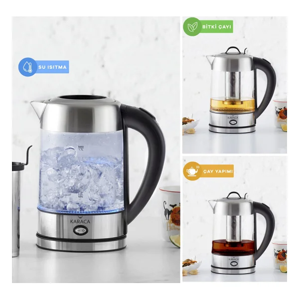 Karaca 2202 LED Işıklı 2200 W 1.7 Lt Cam Kettle - Görsel 8