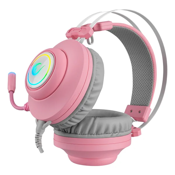 Rampage Pulsar Rm-K1 Pembe RGB 7.1 USB Kablolu Kulak Üstü Oyuncu Kulaklığı - Görsel 4