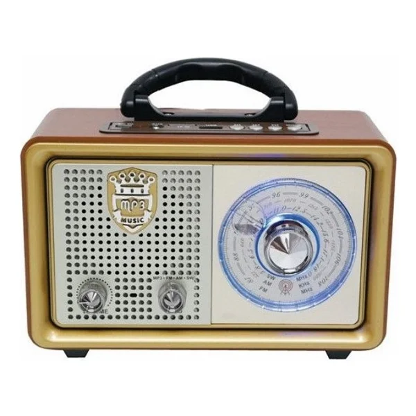 Meier M 110bt Bluetoothlu USB Sd Dvs Nostaljik Radyo Fm Am Sw Kumandalı Radyo - Kahverengi - Görsel 2