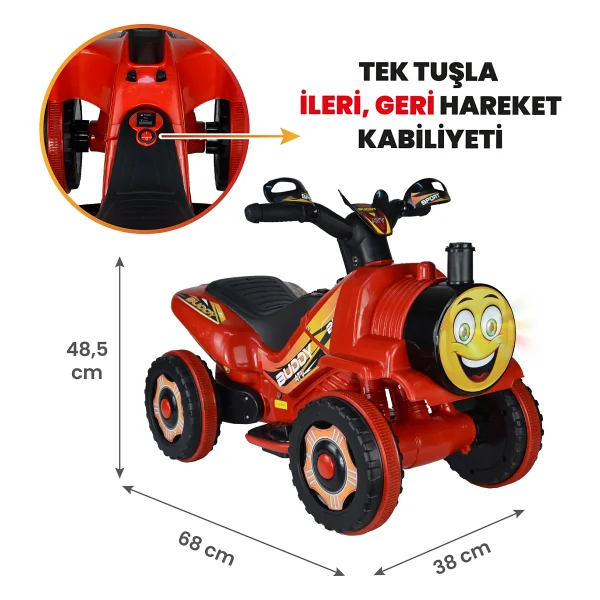 Uj Toys Buddy Kırmızı 6 V Akülü Atv - Görsel 8