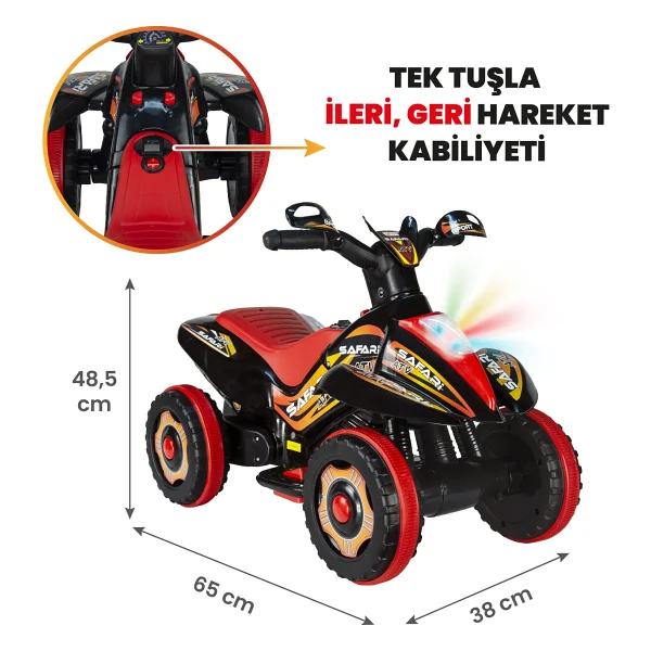 Uj Toys Safari Siyah 6 V Akülü Atv - Görsel 9