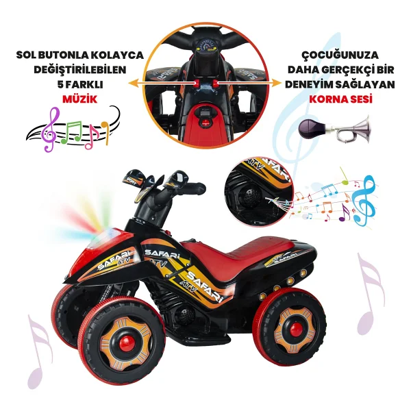 Uj Toys Safari Siyah 6 V Akülü Atv - Görsel 3