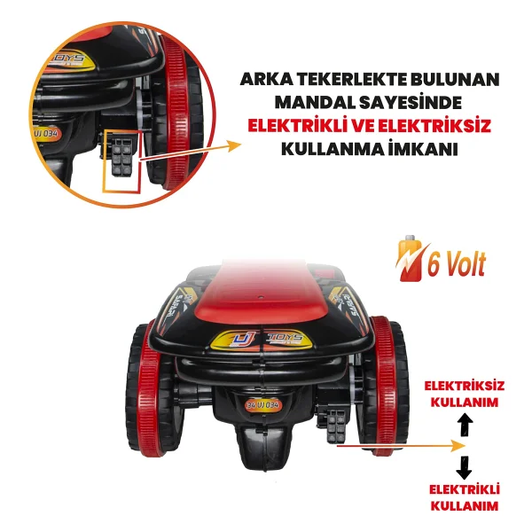 Uj Toys Safari Siyah 6 V Akülü Atv - Görsel 5