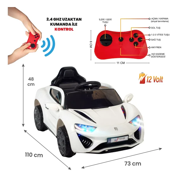 Uj Toys Jagor Kırmızı 12 V Akülü Araba - Görsel 6