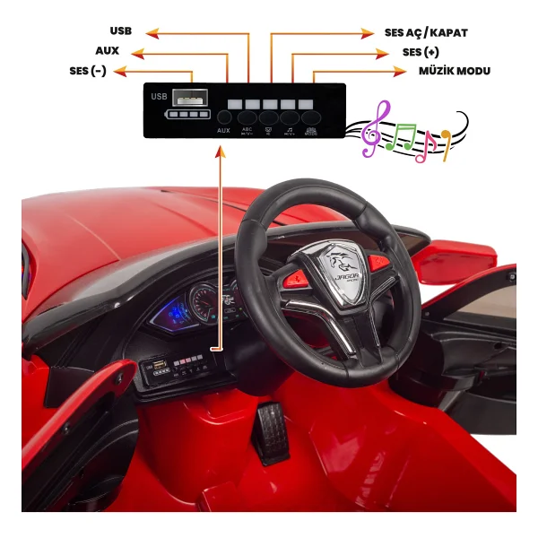 Uj Toys Jagor Kırmızı 12 V Akülü Araba - Görsel 4