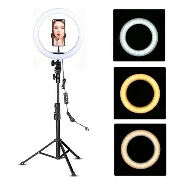 Asfal 10" Halka LED 210 Cm Tripodlu Youtuber Video Selfie Stüdyo Makyaj Tiktok Işığı Ring Light - Görsel 2