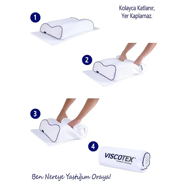 Viscotex Yüksek Boyun Destekli Yastık / High Orthopedic Pillow 55x40x13/11 - 55 X 40 Cm - Görsel 4