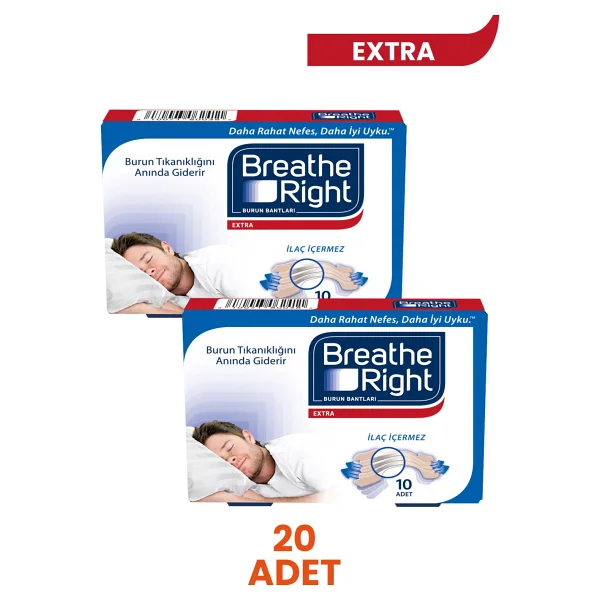 Breathe Right Extra Büyük Burun Bandı - İlaçsız, Esnek Malzeme, 66 Mm, Rahat Nefes Almayı Sağlayan Ergonomik Tasarım, 10'lu X 2 Paket - Görsel 7