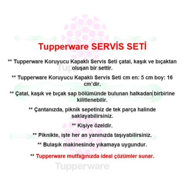 Tupperware Koruyucu Kapaklı Çatal Kaşık Bıçak Seti - Görsel 5