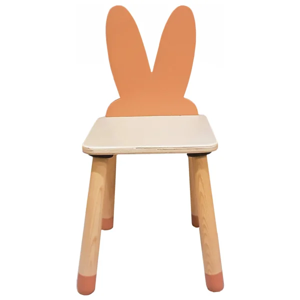Wood & Joy Doğal Ahşap Renkli Çocuk Sandalye Tavşan - Bej - Görsel 8