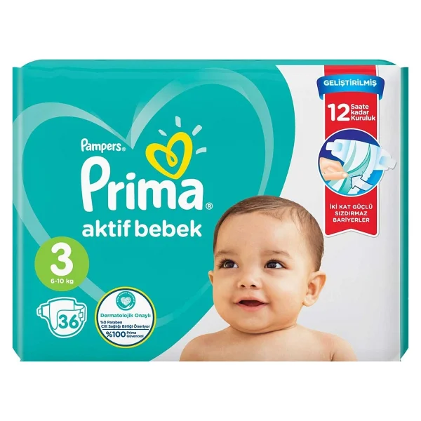 Prima Aktif 3 Numara Midi 36'lı Bebek Bezi - Görsel 2