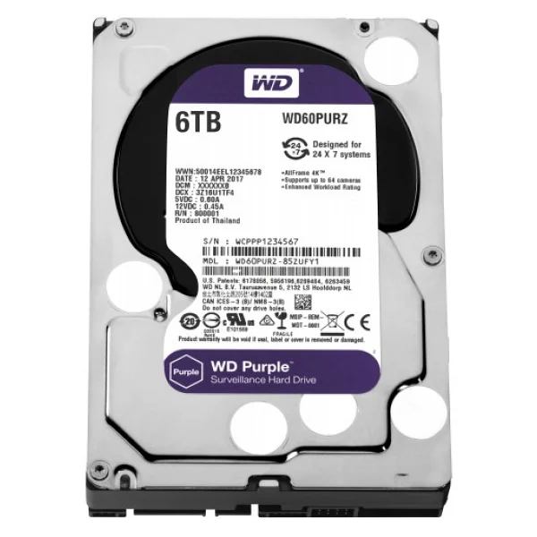 Western Digital Purple Wd60purz Sata 3.0 5400 Rpm 3.5" 6 TB Harddisk - Görsel 2