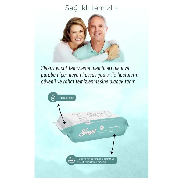 Sleepy Hassas Ciltlere Özel XL 50'li 12 Adet Vücut Temizleme Mendili - Görsel 3