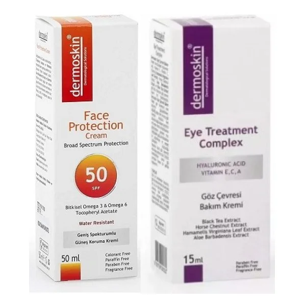 Dermoskin Face Protection Spf 50+ Güneş Koruyucu Krem 50ml+Dermoskın Göz Çevresi Bakım Kremi 15 Ml - Görsel 2