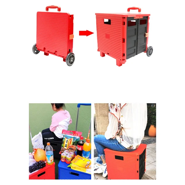 Balatlı Katlanabilir Portatif Market Ve Pazar Taşıma Arabası 40 Kg - Görsel 3