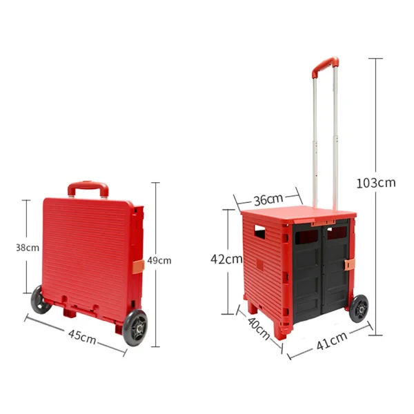 Balatlı Katlanabilir Portatif Market Ve Pazar Taşıma Arabası 40 Kg - Görsel 5