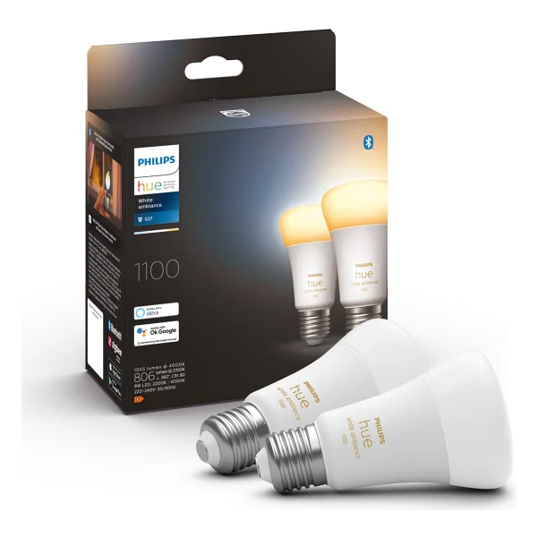 Philips Hue 1100 Renkli Ambiyans 11 W-75 W E27 2'li Akıllı LED Ampul + Dimmer Anahtar + Bridge Başlangıç Seti - Görsel 9