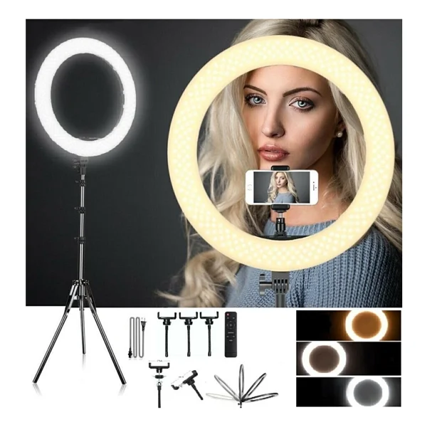 Yussraw Mega Boy 21 Inç Ring Light Youtuber Makyaj Güzellik Merkezi Kuaför Kit Çantalı Ve Kumandalı Işık - Görsel 5