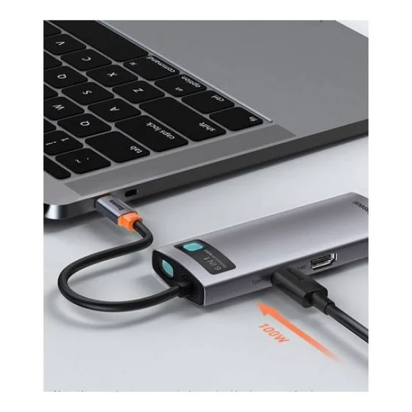 Baseus 6in1 Type-C Hub ( Rj45 Hdmı 4K HD 3xusb 3.0 ) MacBook Pro Laptop iPad Uym Çoklayıcı Adaptör - Görsel 3