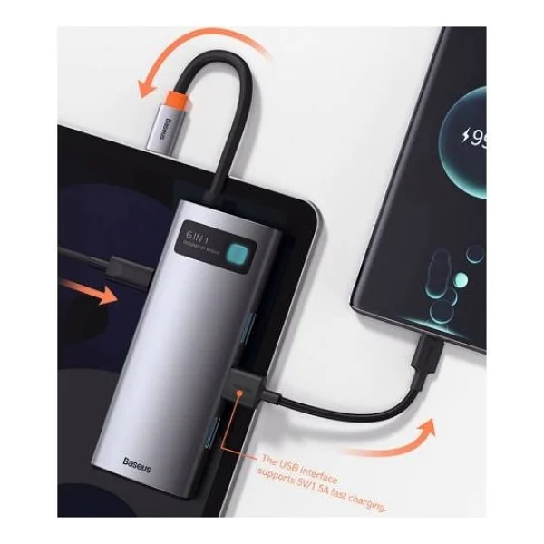 Baseus 6in1 Type-C Hub ( Rj45 Hdmı 4K HD 3xusb 3.0 ) MacBook Pro Laptop iPad Uym Çoklayıcı Adaptör - Görsel 4