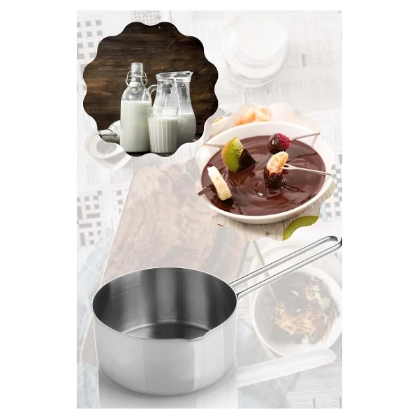3 Lü Set Paslanmaz Çelik Kaçerola Sütlük Ve Sosluk 12-14-16 Cm - Görsel 4