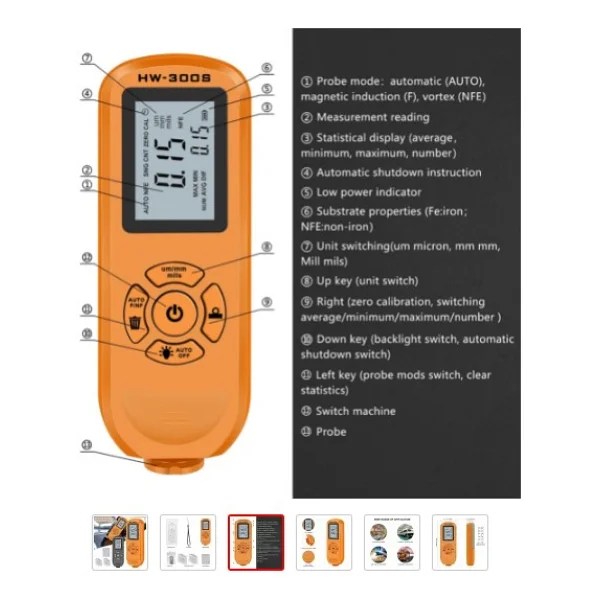 Benetech Otomobil Boya Kalınlık Ölçüm Test Cihazı Oto Boya Macun Ölçer - Görsel 3