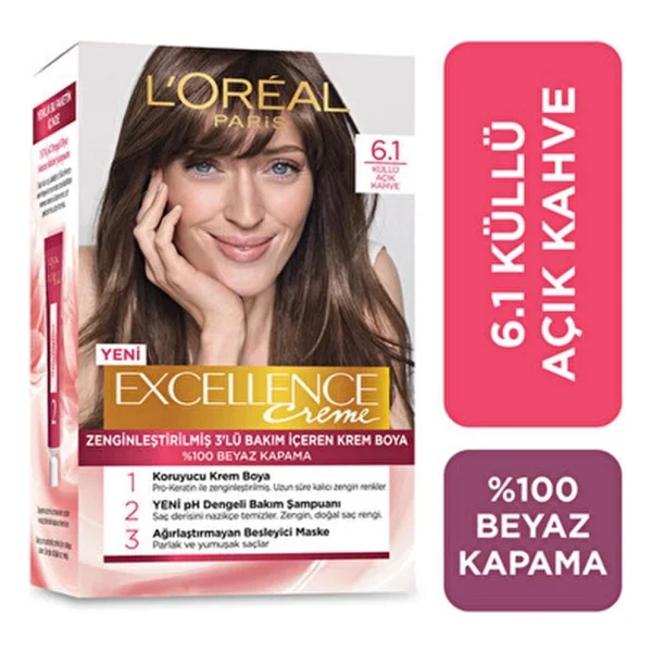 L'oreal Paris Excellence Creme 6.1 Küllü Açık Kahve Saç Boyası - Görsel 2