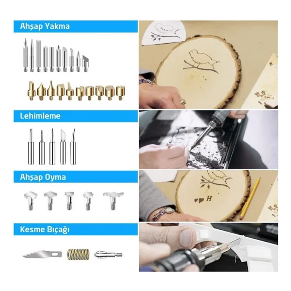 Rox Wood 0143 Pro Ahşap Yakma Ve Hobi Seti 60 Watt - 46 Parça - Yok - Görsel 5