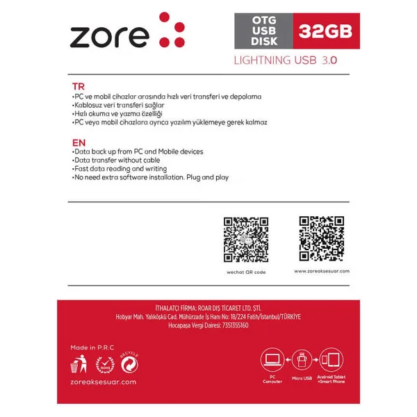 Zore Lightning Metal Otg 32 GB Flash Bellek - Görsel 2