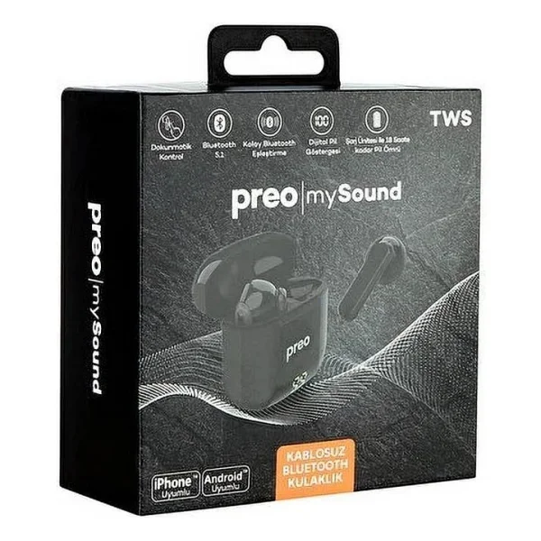 Preo My Sound Ms36 TWS Siyah Kulak İçi Bluetooth Kulaklık - Görsel 4
