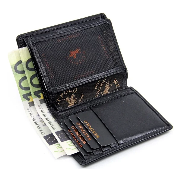 West Polo Siyah Bozuk Para Bölmeli Deri Erkek Cüzdan Pbu1907 - Görsel 5