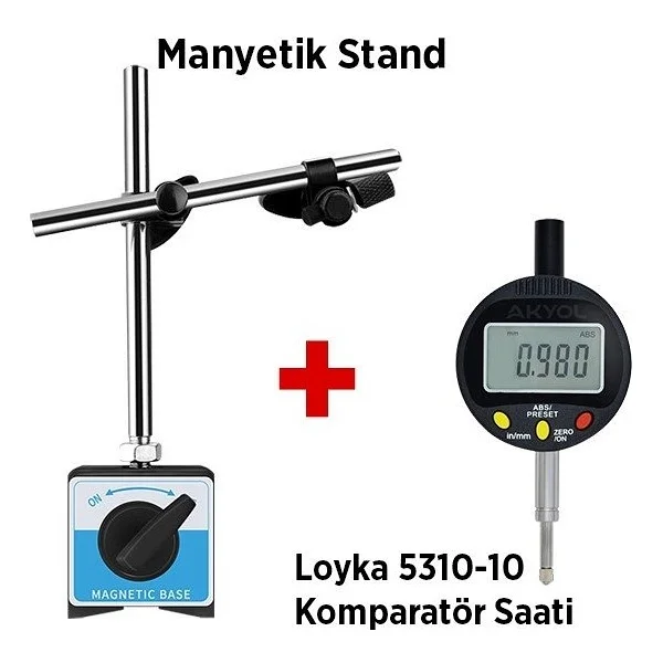 Loyka 5310 Komparatör Saati Ve Manyetik Komparatör Standı Seti - Gri - Görsel 2