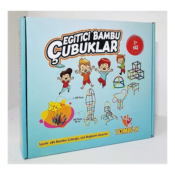 Tombi-X Eğitici Bambu Çubuklar 3+Yaş 180 ( 20cm ) Bambu Çubuğu 120 Bağlantı Aparatı 300 Parça - Görsel 2
