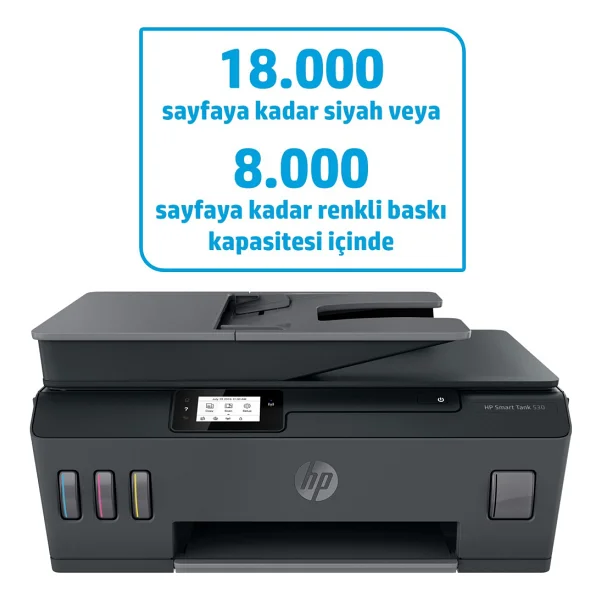 Hp Smart 530 4sb24a Wi-Fi + Tarayıcı + Fotokopi Renkli Çok Fonksiyonlu Tanklı Mürekkep Püskürtmeli Yazıcı - Görsel 8